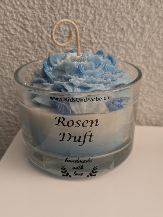 Duftkerze "Rosenduft" blau